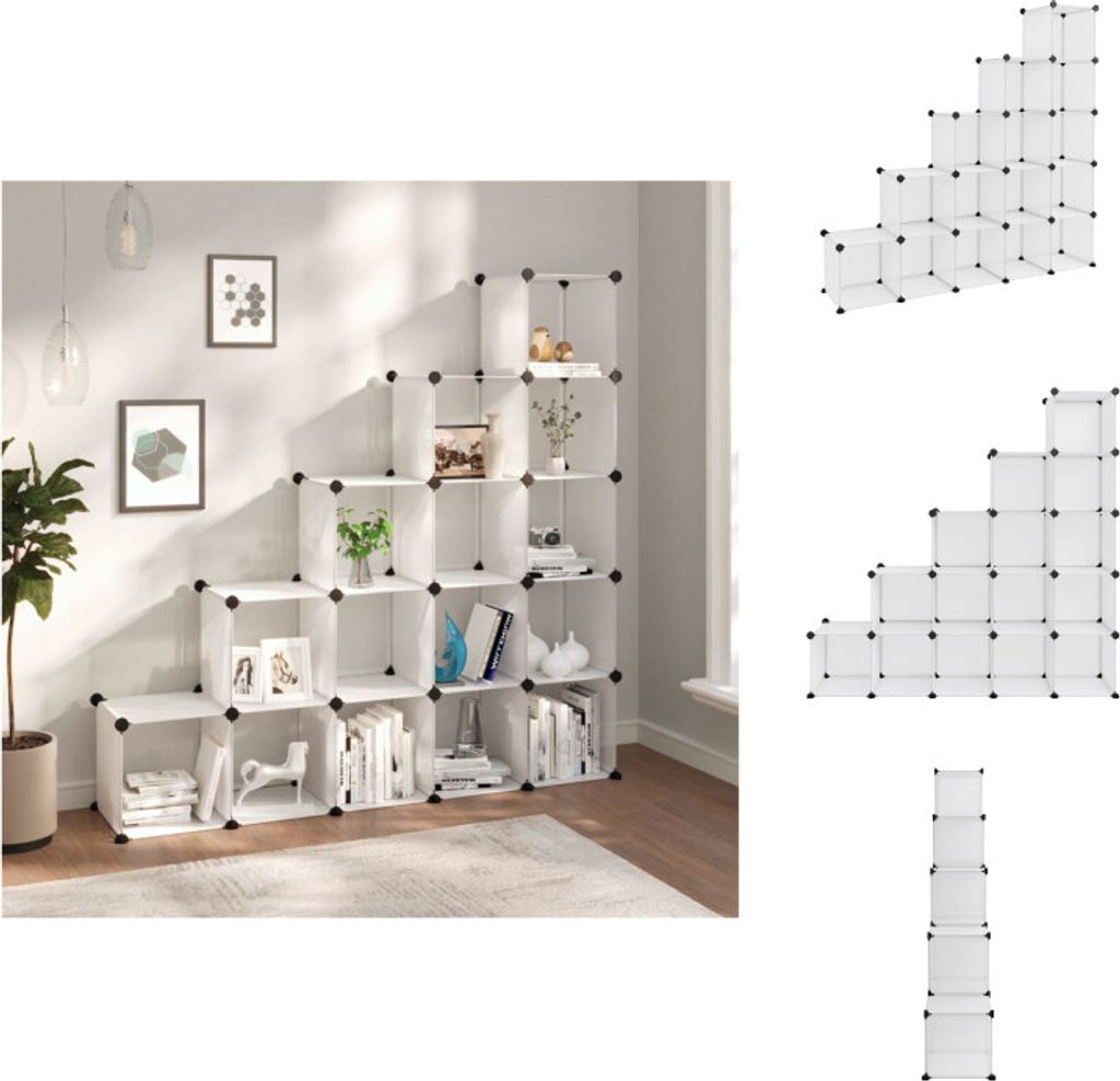 vidaXL Regalsystem mit 15 Würfeln Transparent PP - Schuhregale & -schränke