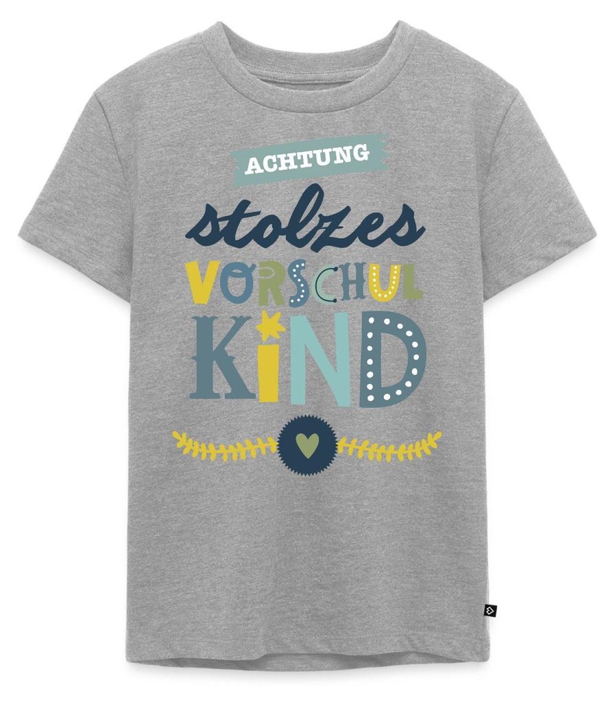 Spreadshirt Stolzes Vorschulkind Kita Abgang Kinder Premium T-Shirt, 134/140 (8 Jahre), Grau meliert