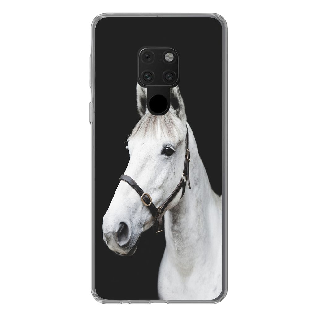 MuchoWow Handyhülle Schutzhülle Hülle für Huawei P40 Lite Pferd - Halfter - Weiß Silikon Softcase Handy Hülle - Handy