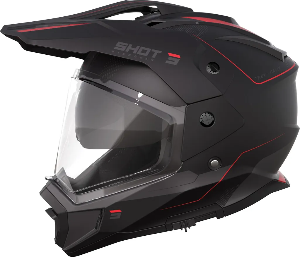 Casque Shot Trek Max Vision L Anti-Buée pour Enduro et Rallye Noir Rouge