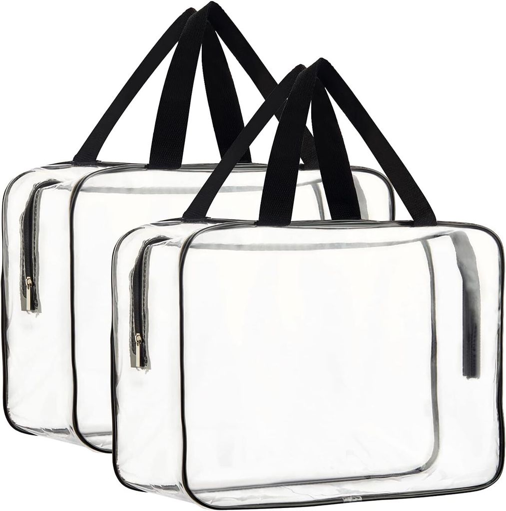 2 große transparente Make-up-Kosmetiktaschen, transparente Produktbild 