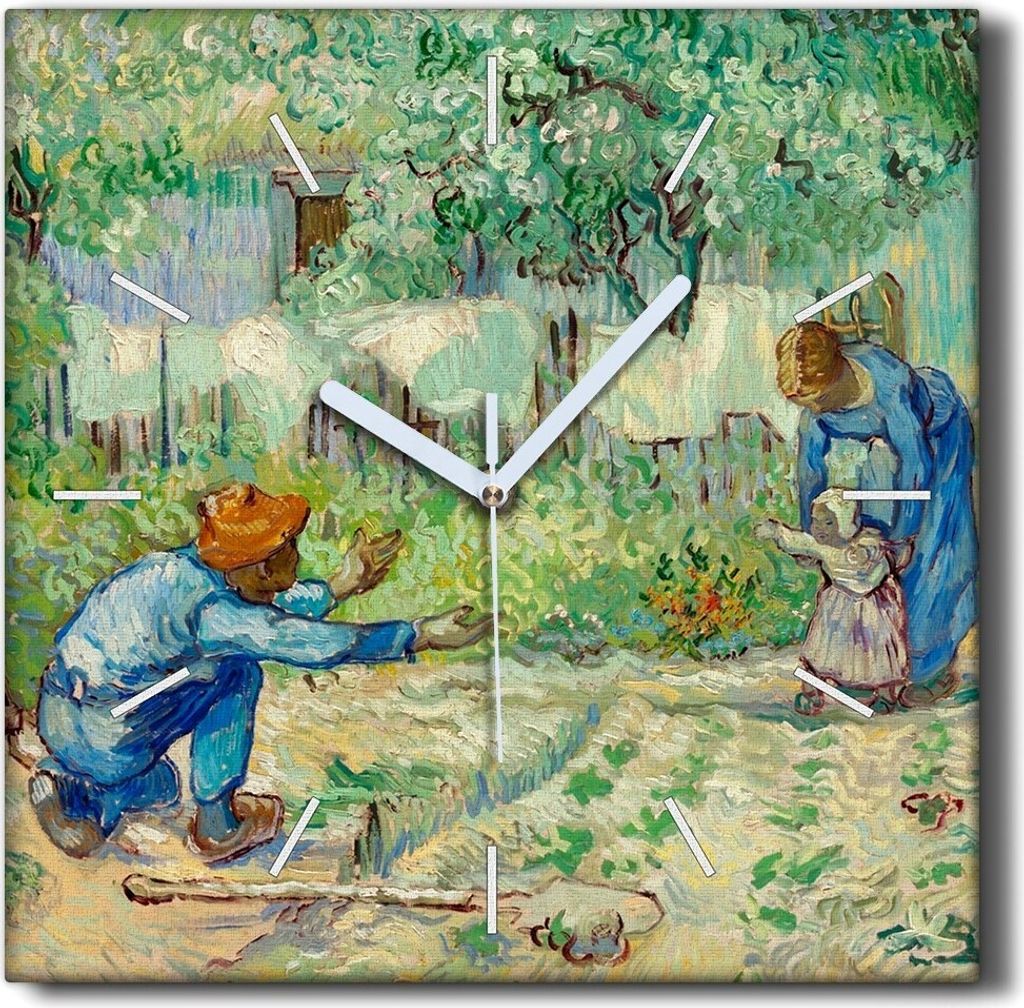 Coloray Hodiny Unikátní 30x30 cm Tiché hodiny Pro obývací pokoj a kuchyň Nástěnné hodiny Plátno Černé ručičky hodin - První kroky Va...