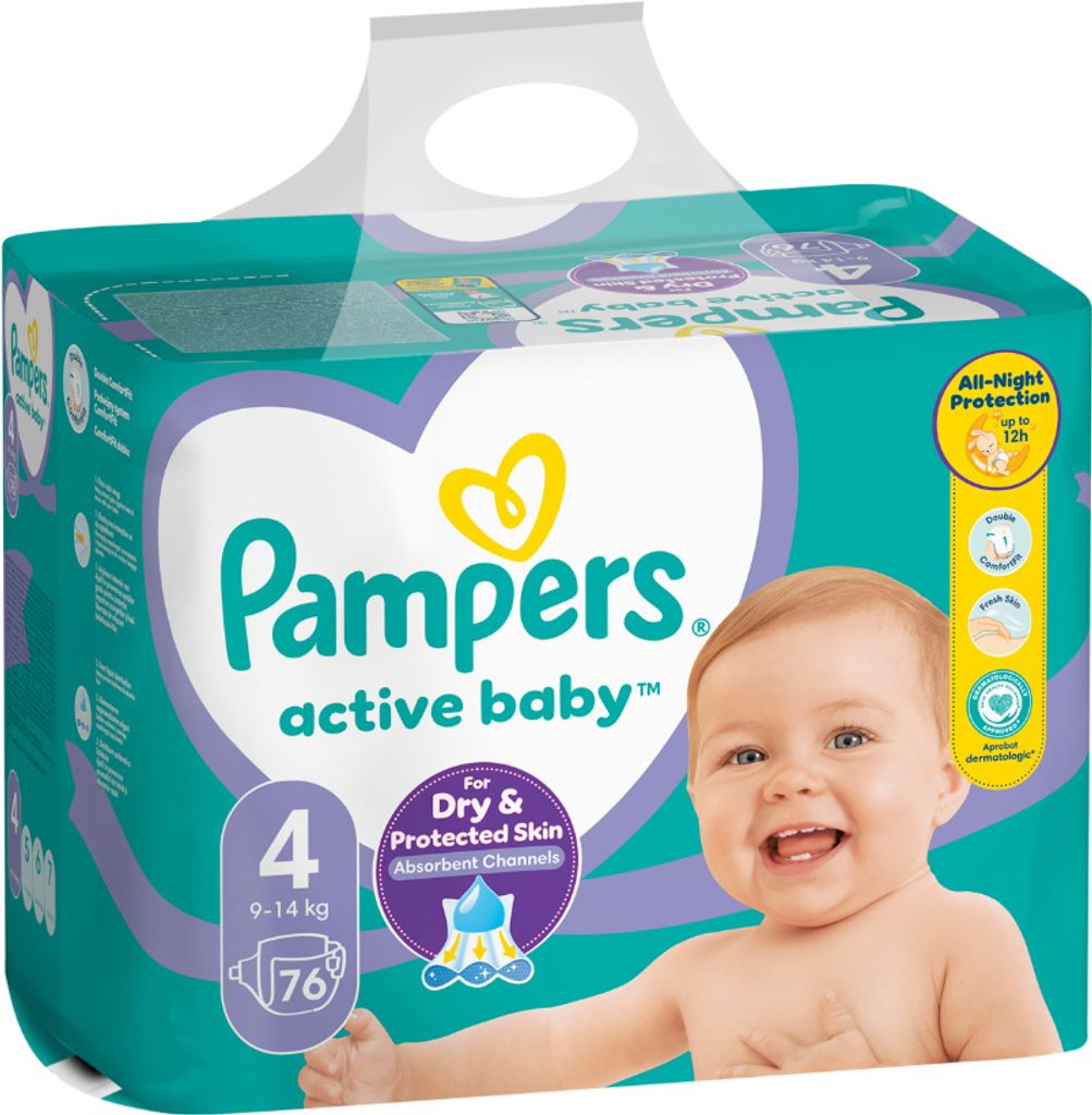 Couches PAMPERS Active Baby taille 4 (9-14kg) 76 pcs Image du produit 