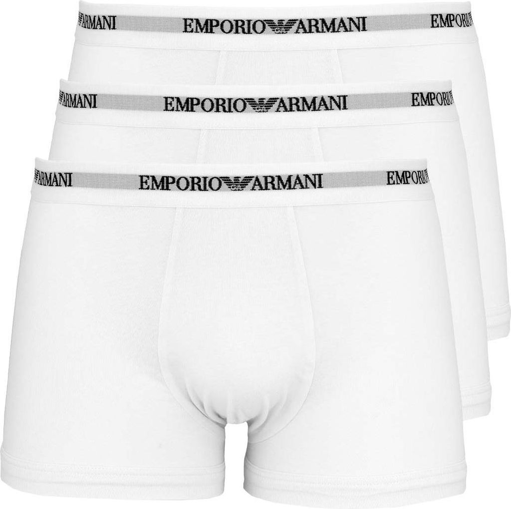 Emporio Armani Herren Boxershorts 3er Pack | Trunk Core Logoband Weiß AF14132 EM000259 S 3Trunks/Weiß/White