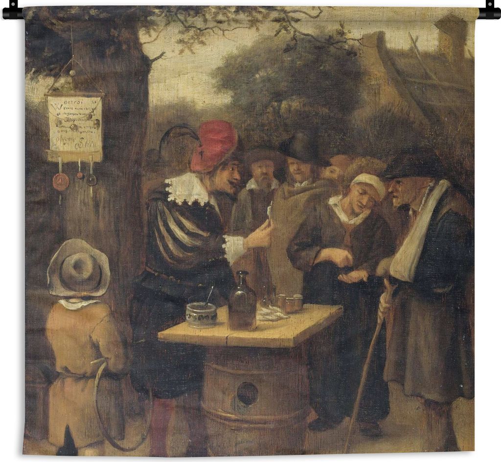 MuchoWow Wandteppich Wandbehang Der Quacksalber - Jan Steen 90x90 cm Tapisserie Dekoration Wandtuch - Wandaufhänger