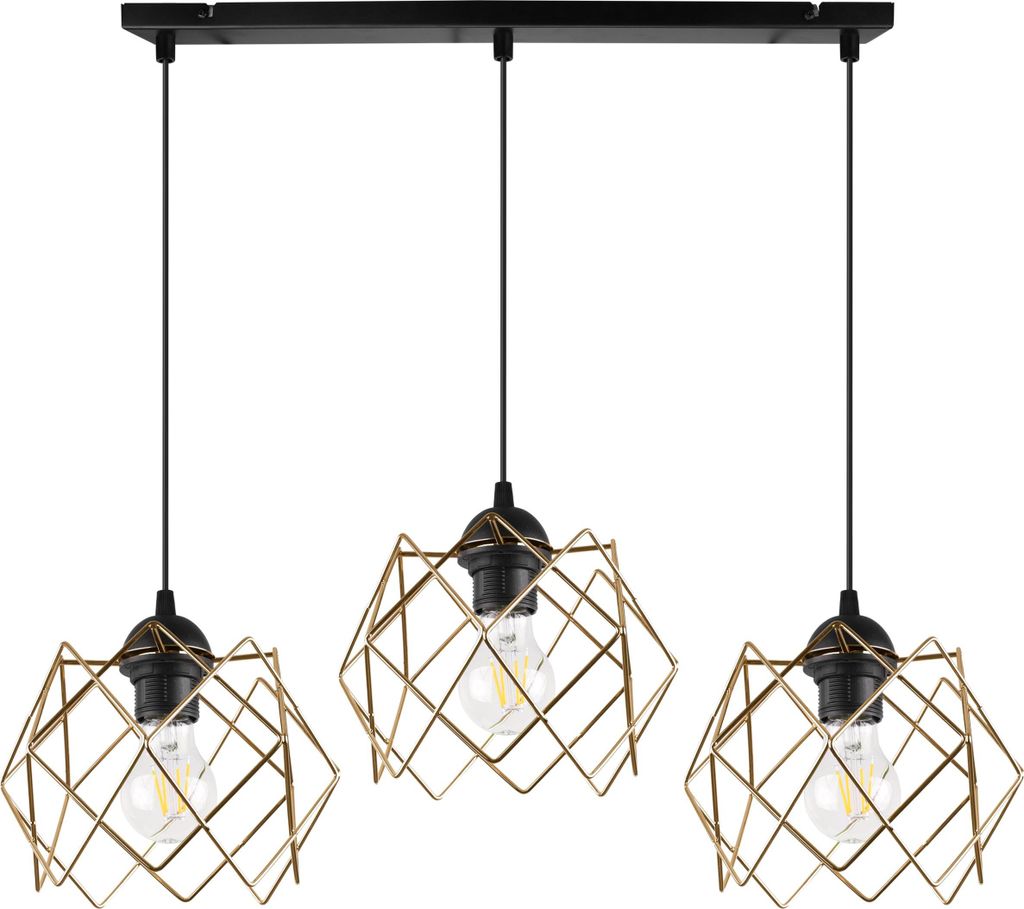 Pendelleuchte Stella 3-flammig, goldener Glasschirm, E27