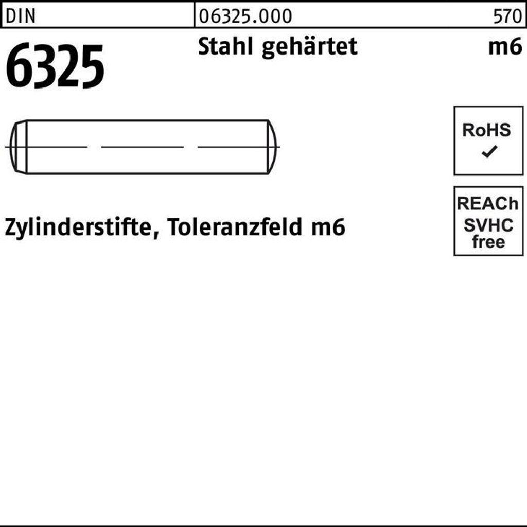 Reyher Zylinderstifte DIN 6325 Stahl 3 m6x6 (100 Stück)