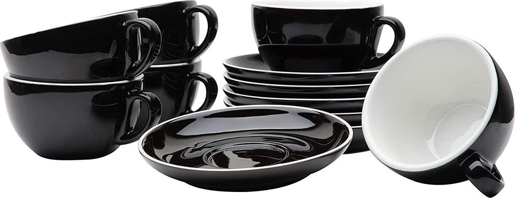 12-teiliges XL Cappuccino-Tassen Set 280 ml, weiß, Porzellan, Italia Serie