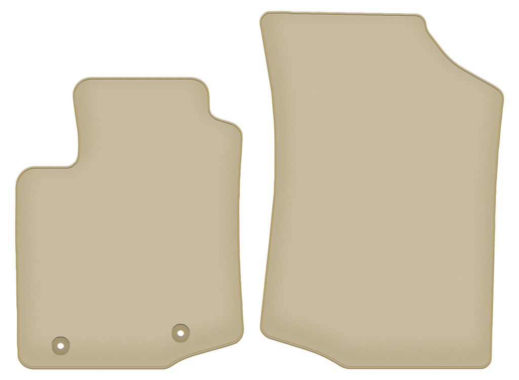 Velours-Fußmatten Vorne PREMIUM beige passend für Peugeot 108 (2014-, Schrägheck) – mit Befestigungen – passgenau