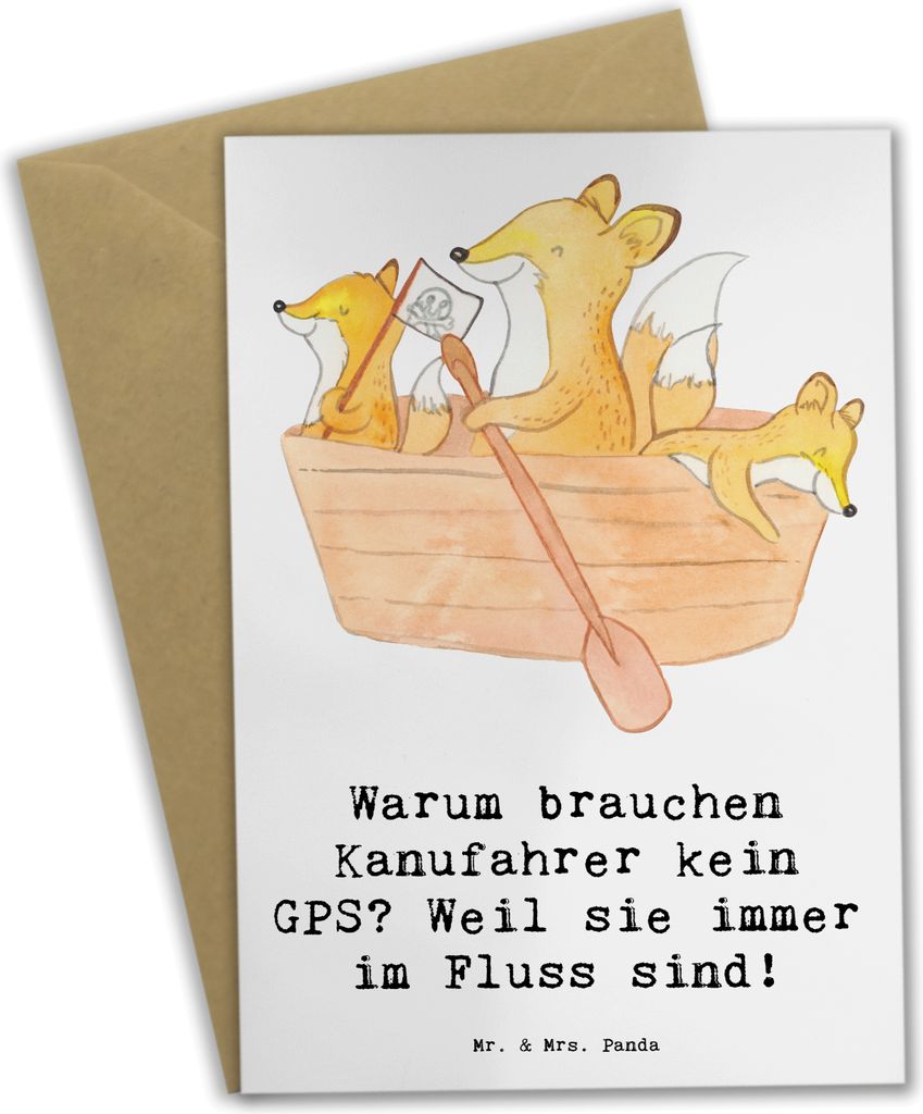 Mr. & Mrs. Panda babykarte Kanu Lebensweg - Weiß - Geschenk, glückwunschkarten, osterkarten, weihnachtskarten, Sportler, Grußkarten, einladungsk...