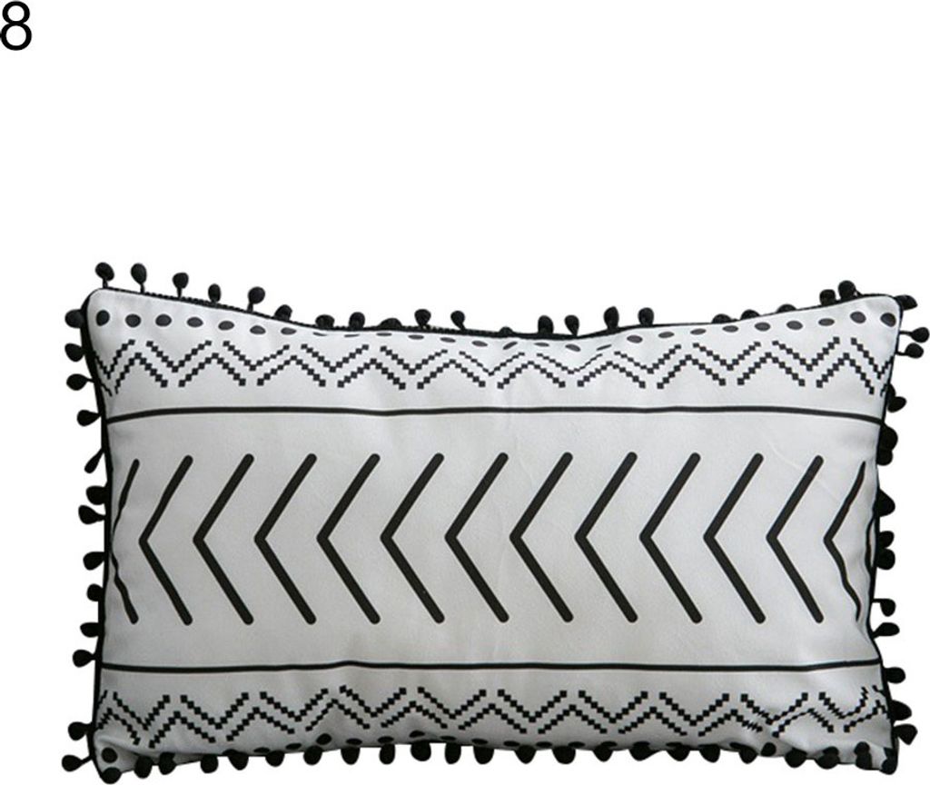 Einfache geometrische Fransen dekorative Kissen Rechteck Quaste weiche Kissenbezug 8