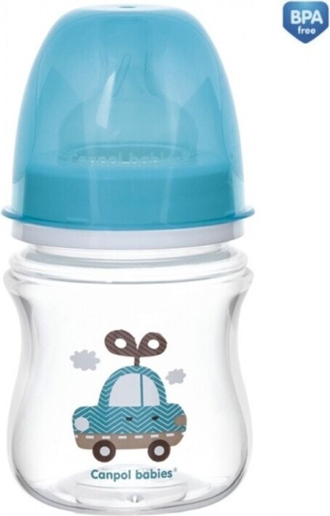 Hochwertige Canpol Anti-Kolik Easystart Babyflasche mit Auto-Design, 120ml, in Blau