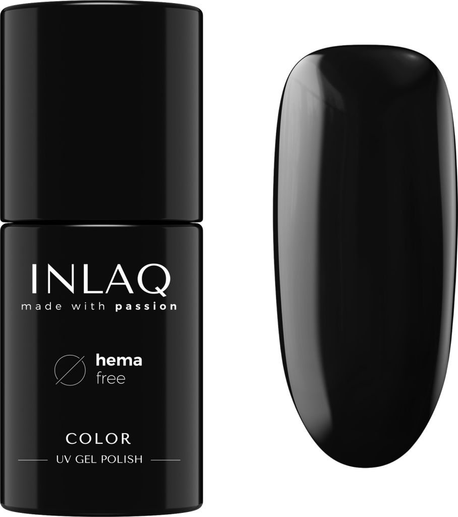 INLAQ HEMA Free UV Nail Polish 6 ml - Gel Nagellack frei von HEMA - Glamour Kollektion, Farbe Black Dress