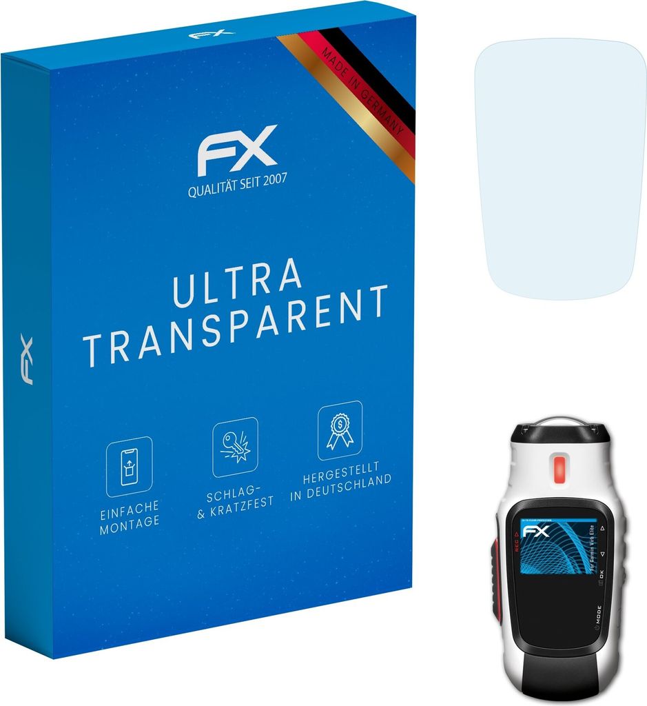 atFoliX FX-Clear 3x Schutzfolie kompatibel mit Garmin Virb Elite Displayschutzfolie