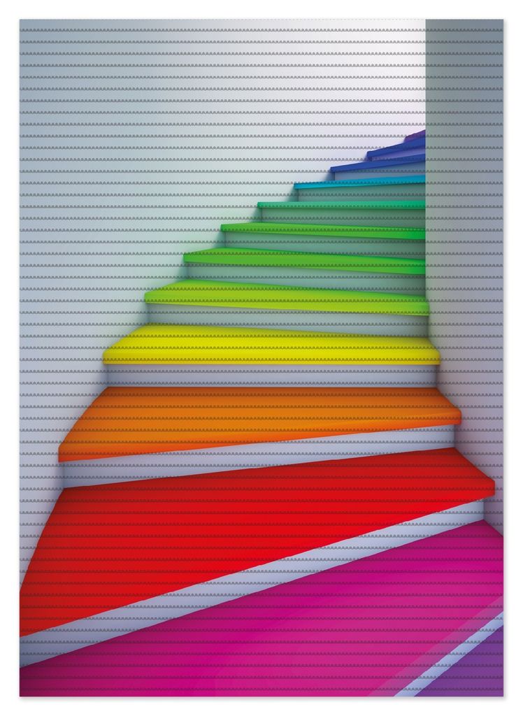 Wallario Duschmatte Antirutschmatte Badmatte Fußmatte Bunte Treppe, Größe ca. 70 x 50 cm