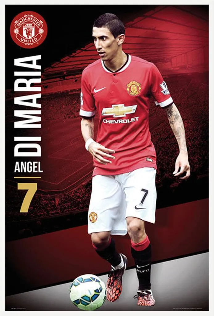 Cadre Photo Blanc avec Poster Di Maria Manchester United Anti-Poussière