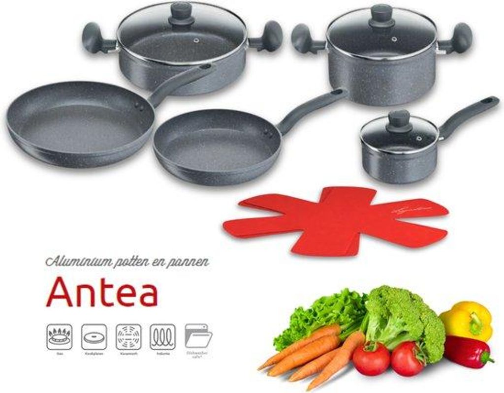 Lagostina Antea Pfannenset - Hochwertige Aluminium Meteorit Teile - 11-teilig für Langlebigkeit - Geeignet für alle Kochfelder, außer Induktion