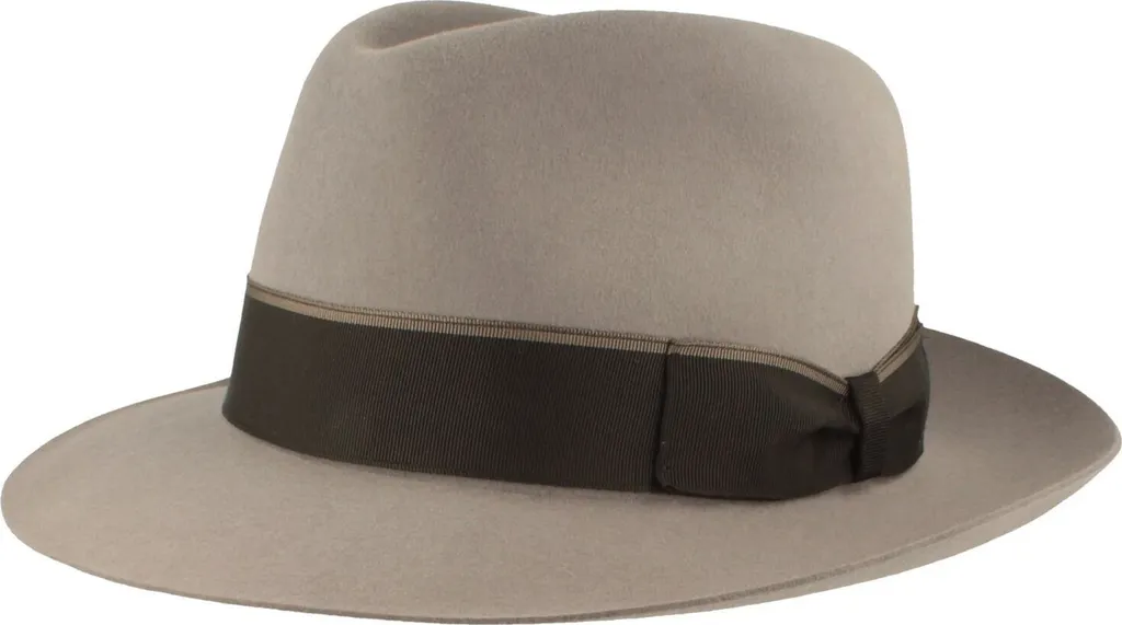 Chapeau Bogart Noble en Feutre de Poils avec Bande Reps Bicolore Hut-Breiter