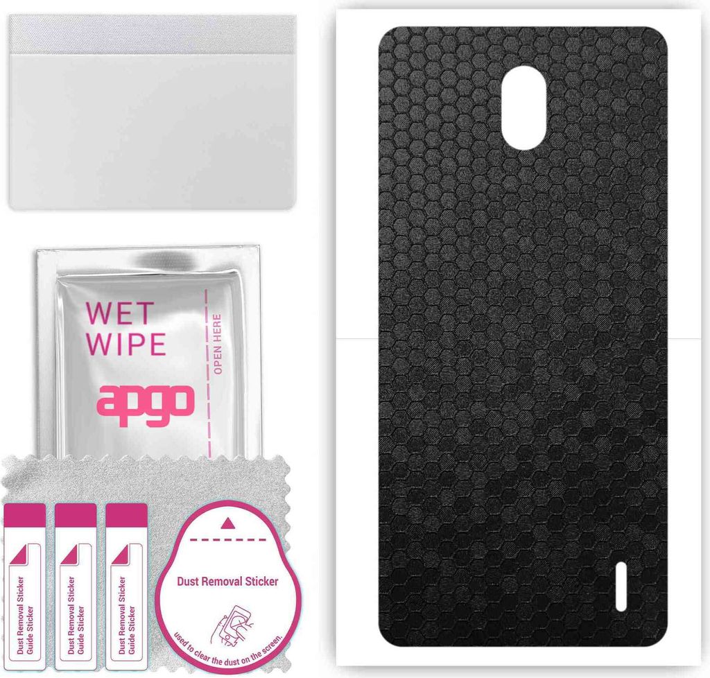 apgo Rückseite Schutzfolie, Skin, kompatibel mit Nokia 2, Hinten Displayschutzfolie aus Vinylfolie, kratzfest, einfache Montage - Schwarze Honigwabe