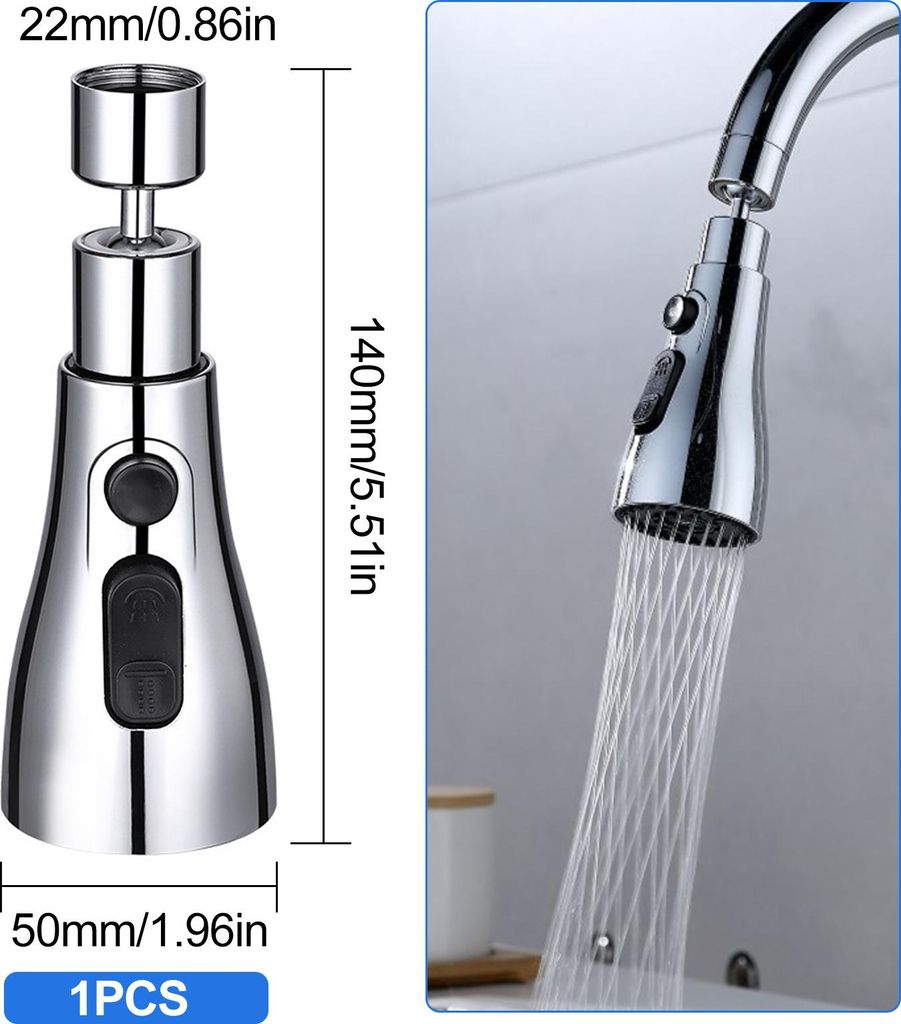 Sprchová hlavice pro kuchyňskou baterii, 1 kus, otočný Obrázek produktu 