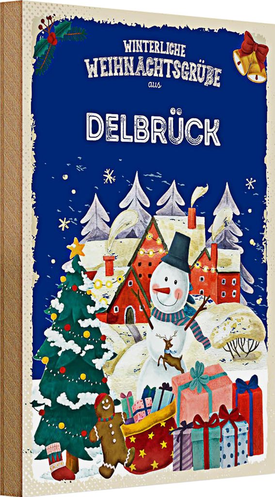 Holzschild Weihnachtsgrüße DELBRÜCK 20x30cm