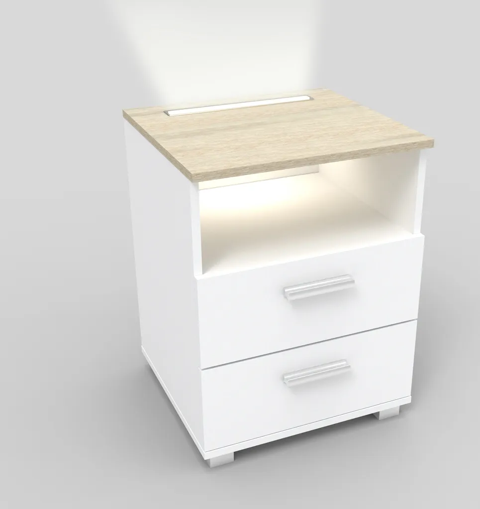 Table de chevet Mila kalb avec éclairage LED chêne intensité réglable - 2