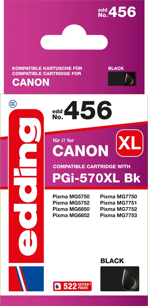 Cartuccia Nero edding EDD-456 per Canon PGI-570 XL | 25ml XL Resa Alta