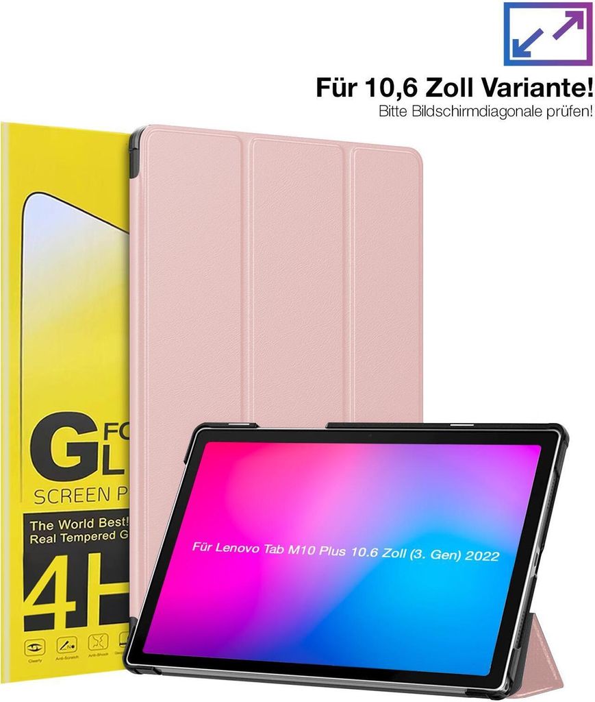 Schutzhülle + 2x 4H Displayfolie für Lenovo Tab M10 Plus 10.6 3. Gen 2022 Cover Case Schutz Tablet Farbe: Rosegold