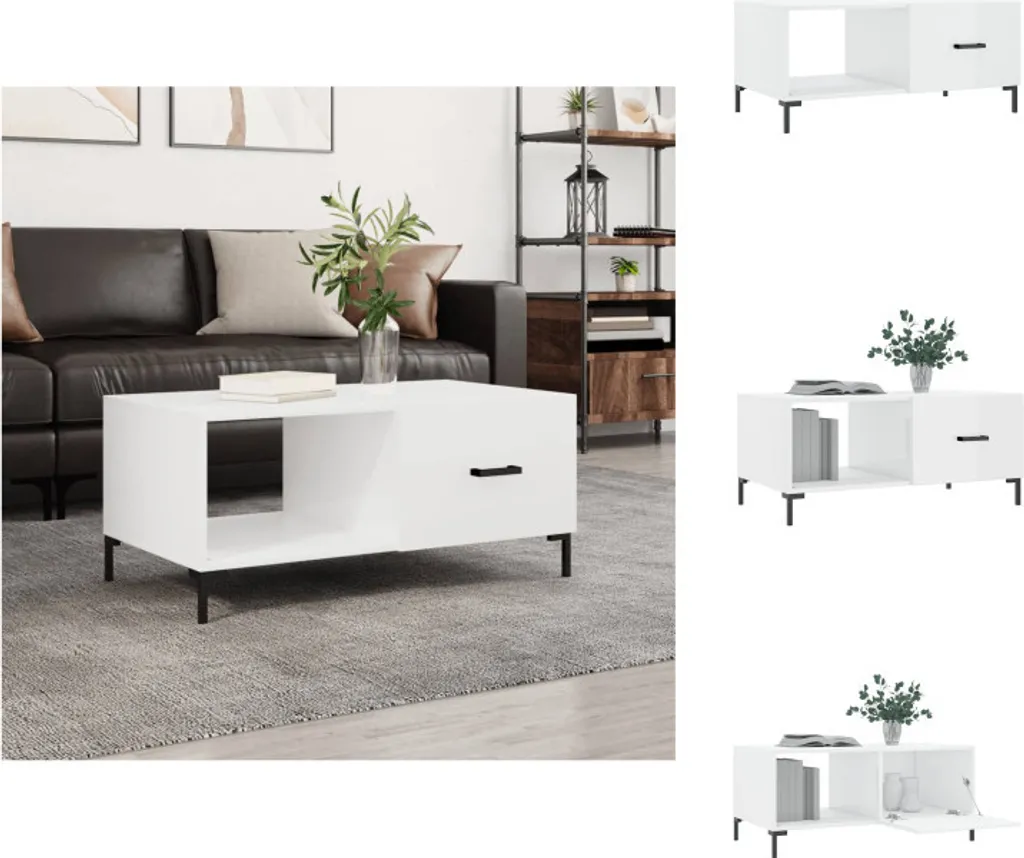 Tavolino Soggiorno Bianco Lucido 90x50x40 cm | vidaXL Offerta Legno