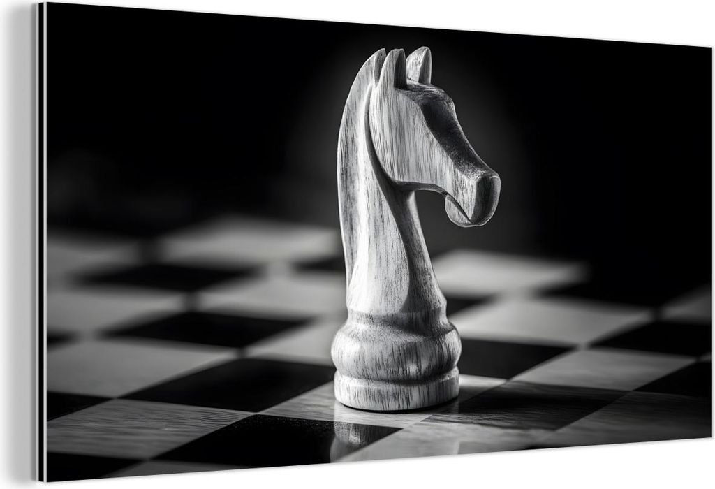 MuchoWow Wanddekoration Metall Metallbild Wandkunst 120x60 cm Pferd - Holz - Schautafel - Schwarz MuchoWow Aluminium Gemälde - Metalbilder