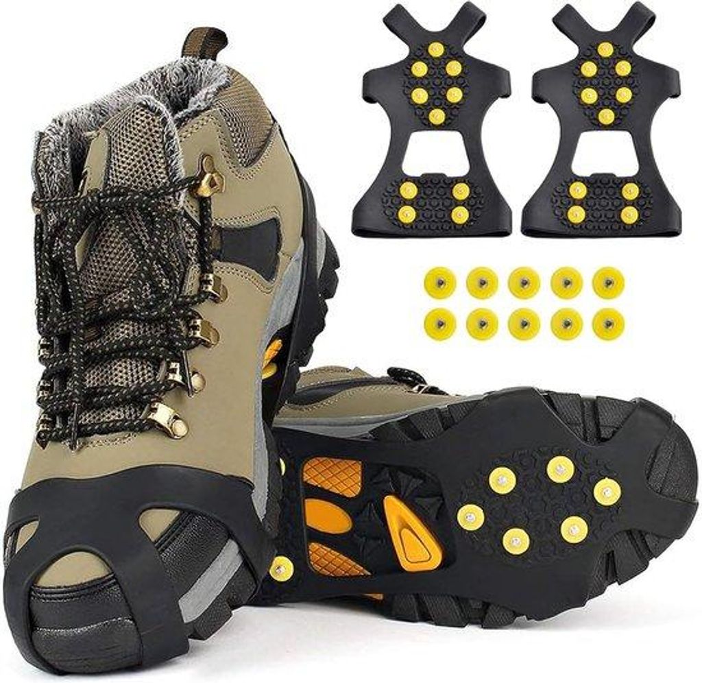 Famanu Antirutsch-Spikes für Schuhe - 10 Spikes für Damen und Herren, ideal für Bergsteigen und Outdoor-Aktivitäten