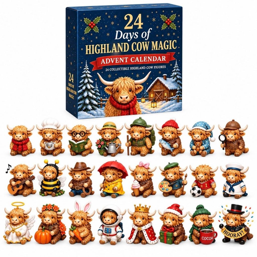 Adventskalender 24 Tage Highland Cow Magic 24 Sammelfiguren Produktbild 