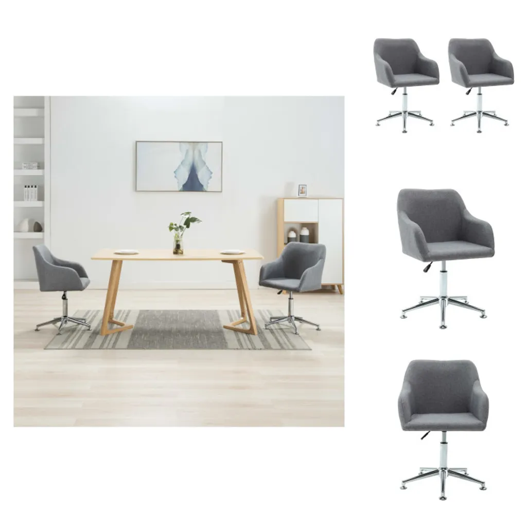Lot de 2 chaises pivotantes gris clair pour salle à manger et bureau