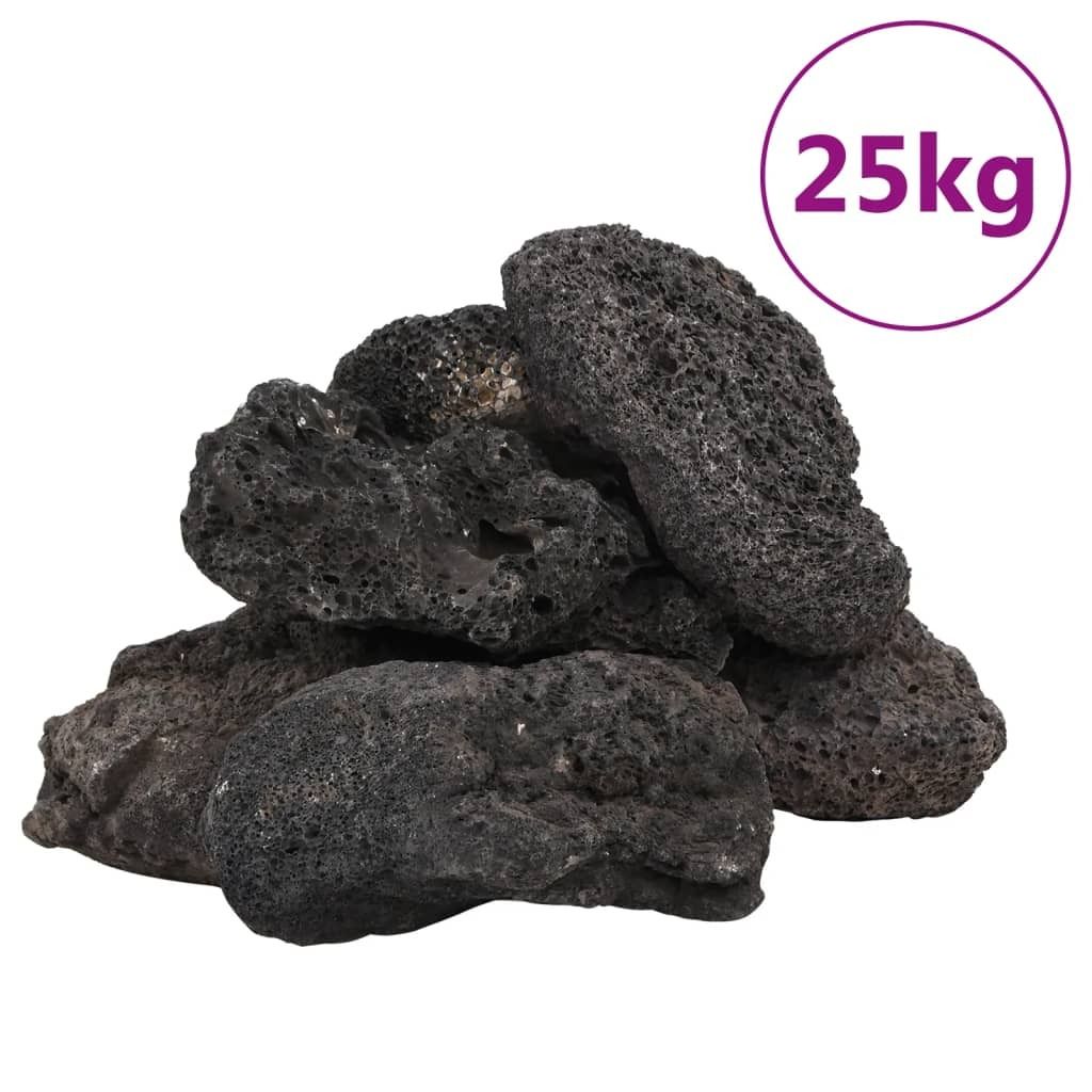vidaXL Lavagranulat 25 kg Schwarz 10-30 cm