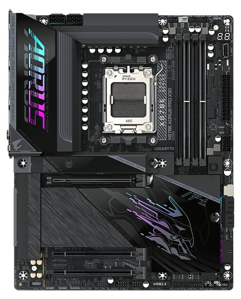 Gigabyte AORUS X870E PRO X3D - Motherboard - ATX - Socket AM5 - AMD X870E Chipsatz - USB-C 3.2 Gen 2x2, USB4, USB 3.2 Gen 1, USB 3.2 Gen 2, USB-C 3...