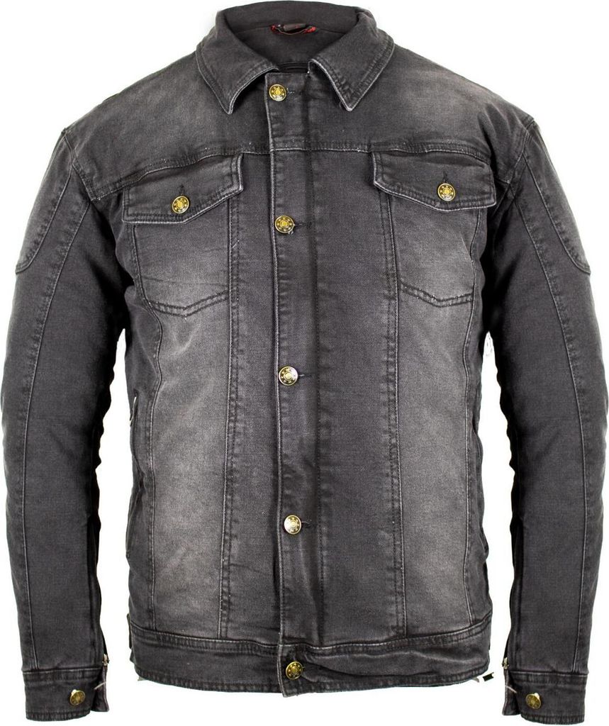 Herren Motorradjacke Biker Jeans Jacke mit Protektoren in Dunkelgrau(XL)