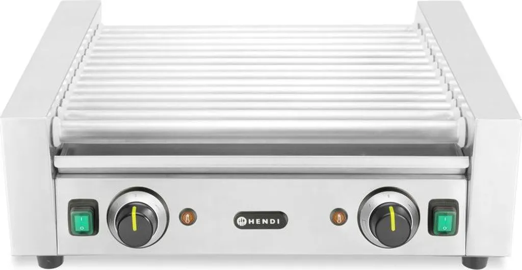 Gril roulant HENDI 14 rouleaux 2 zones 1230W - 566x640mm pour hot-dogs