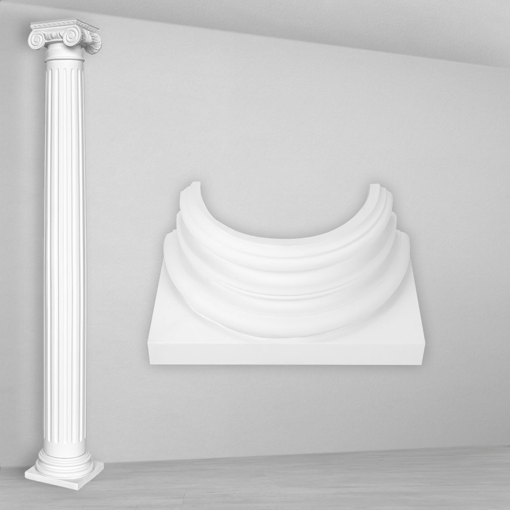 Basis für Halbsäulen | vorgrundierte Oberfläche | stoßfest | Klassisch | Barock | Zierelement | Stuck | weiß | Polyurethan| N2020-1H | Fassung...