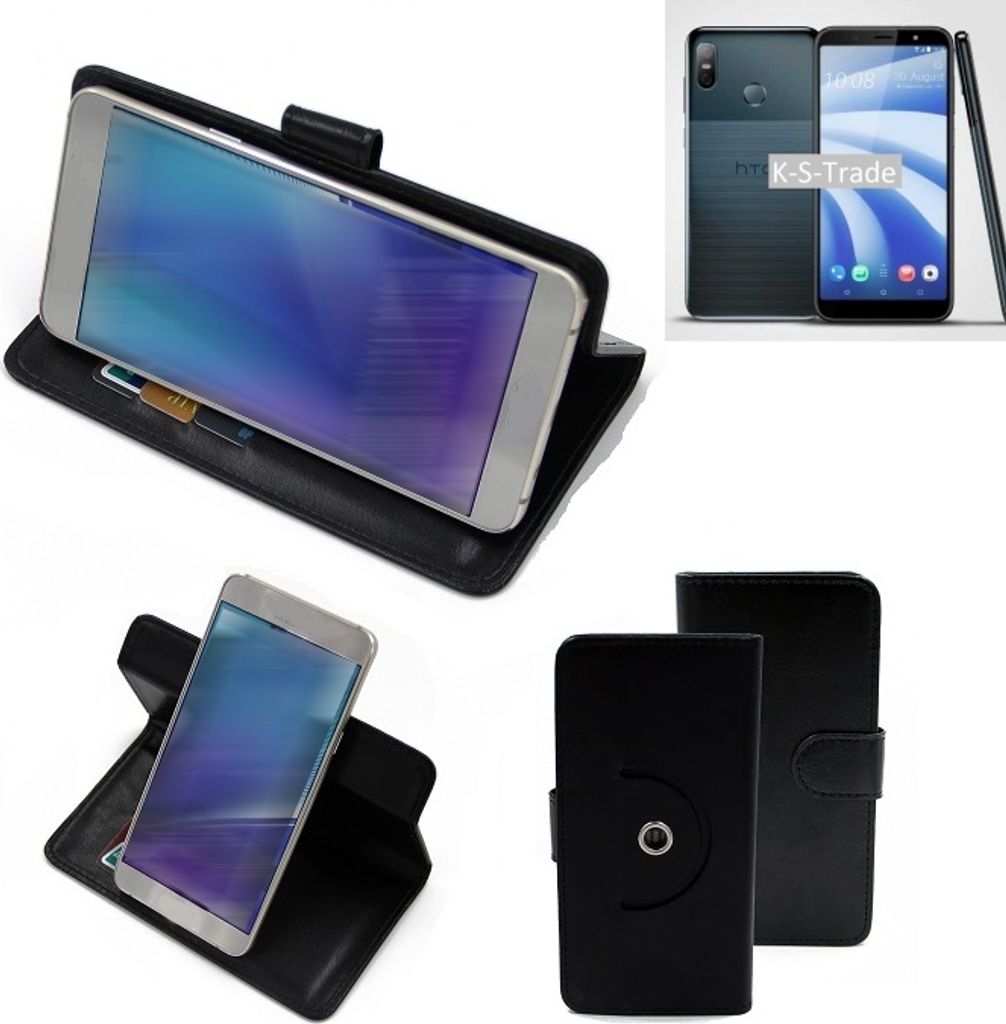 K-S-Trade Case Schutz-Hülle Handy-Hülle kompatibel mit HTC U12 life Flipcase Smartphone Cover Handy Schutz Tasche Bookstyle Walletcase schwarz