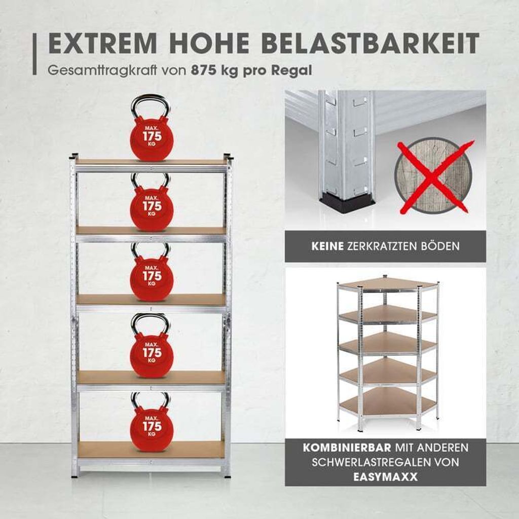 EASYmaxx Schwerlastregal & Werkbank 875 kg Traglast, 175 kg Produktbild 3