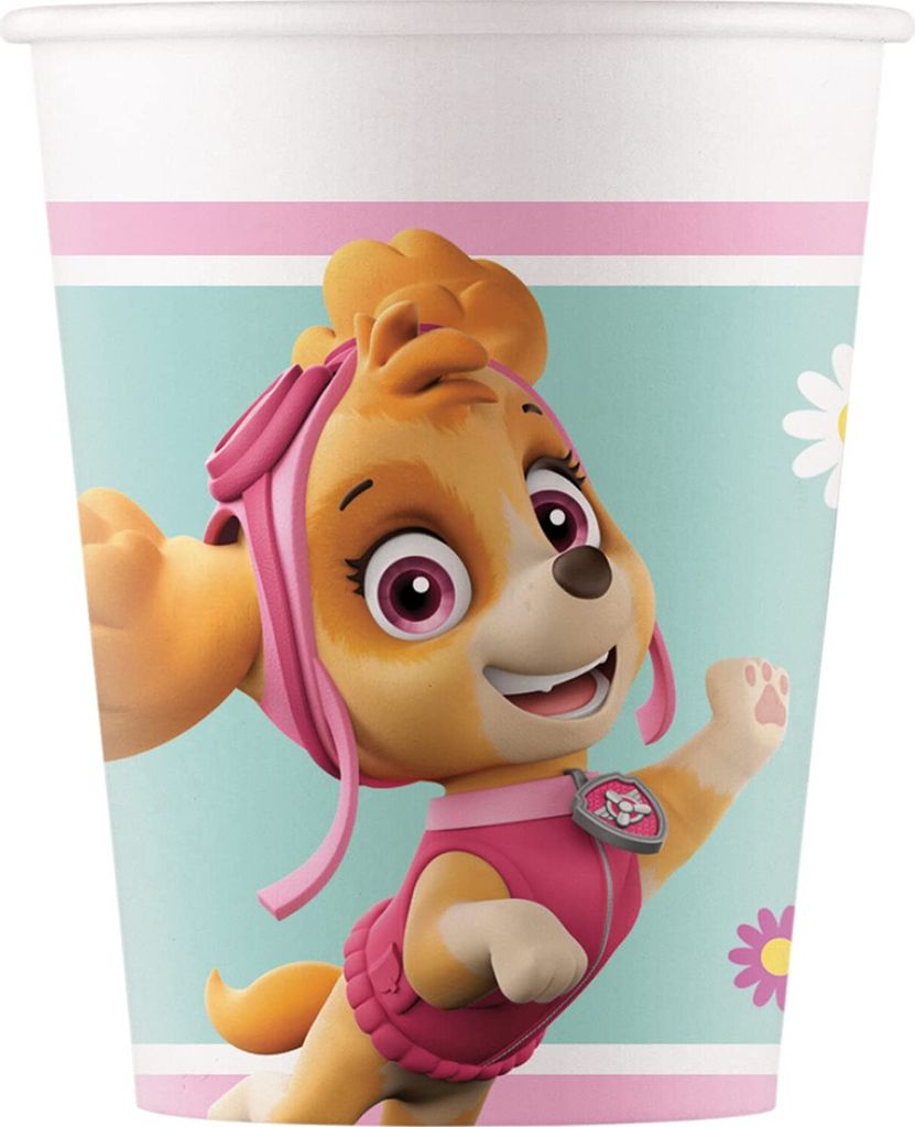 Procos 93477 - Party-Becher Paw Patrol Skye and Everst, max. Füllmenge 200 ml, 8 Stück, Einwegbecher aus Papier, Kindergeburtstag, Party-Geschirr...
