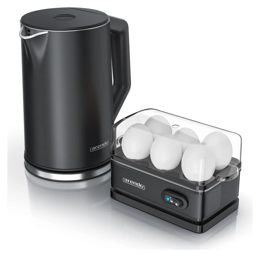 Arendo Set Colazione Acciaio Inox: Bollitore LED + Cuociuova 6 Posti