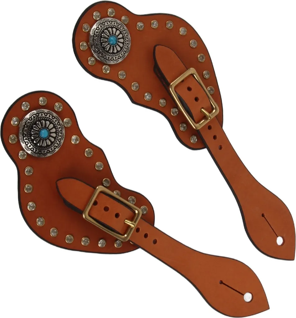 Sangles d'éperons western en cuir synthétique marron pour cavalier pro