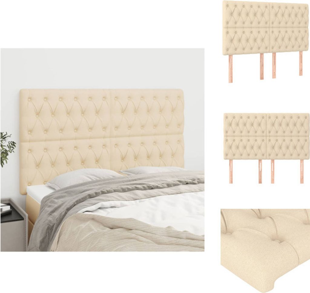 vidaXL Kopfteile 4 Stk. Creme 80x7x78/88 cm Stoff - Kopf- & Fußenden