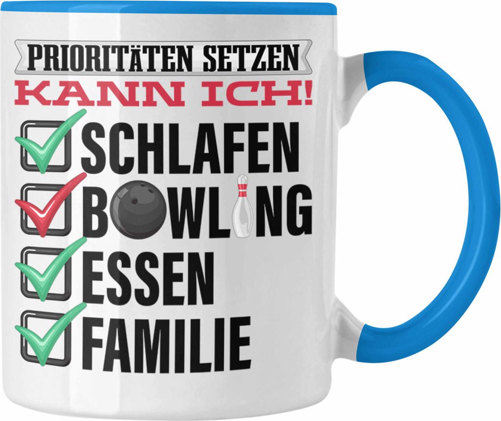 Trendation - Bowling Tasse Geschenk Bowlingspieler Geschenkidee Spruch (Blau)