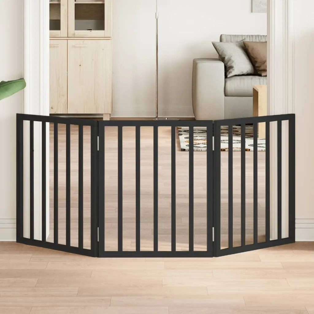 Recinzione Cani 3 Pezzi Pieghevole 150cm | Legno Pioppo Nero