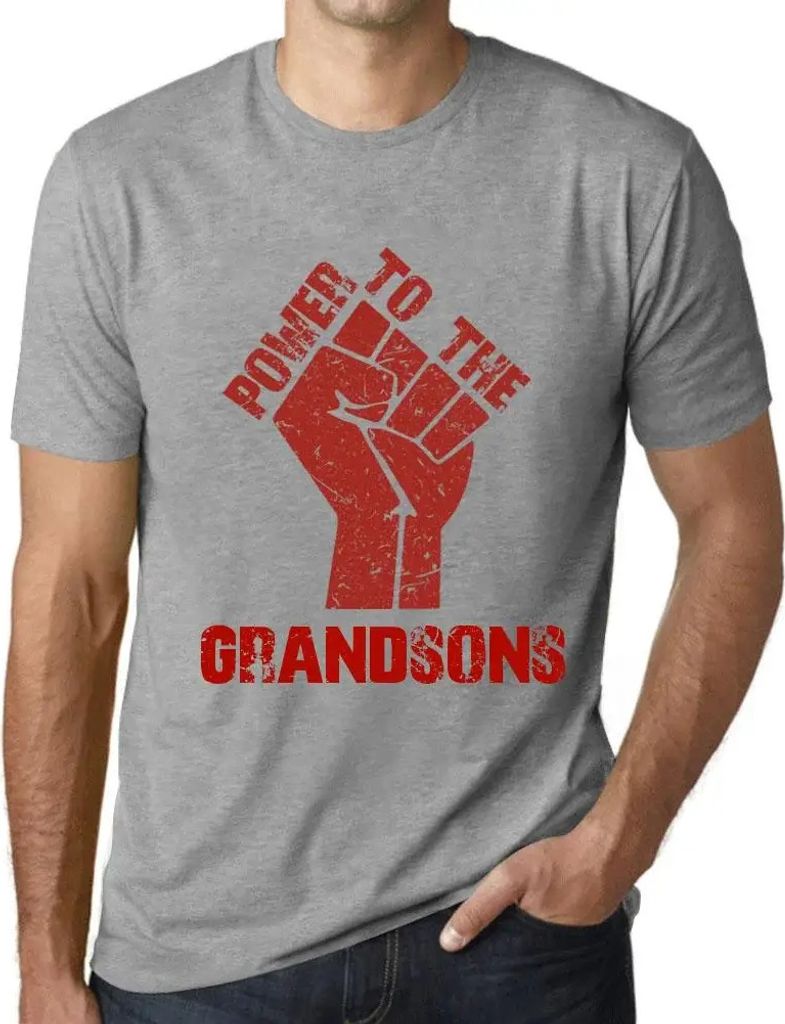 Herren Grafik T-Shirt Macht für die Enkel – Power To The Grandsons – Öko-Verantwortlich Vintage Jahrgang Kurzarm Lustige Druck Geburtstag Ges...