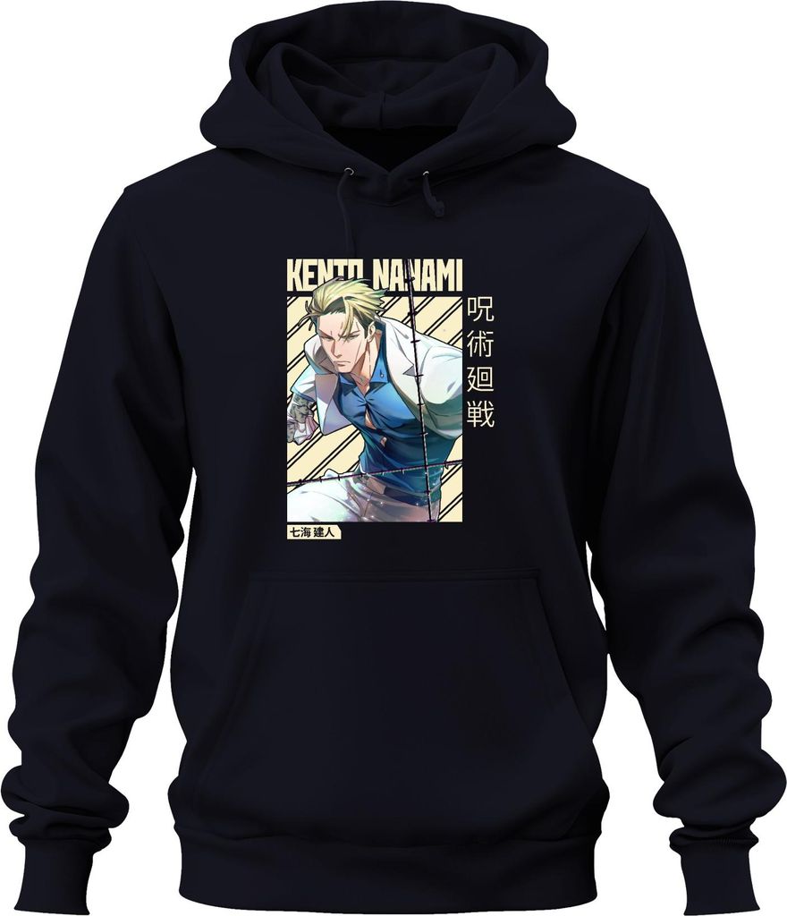 Kento Nanami Jujutsu Kaisen Anzug Krawatte Anime Geschenk Vintage Uni Hoodie Kapuzenpullover, Navy, M