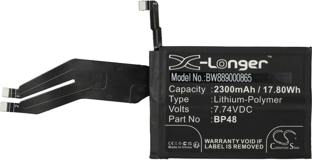 vhbw Akku Ersatz für Xiaomi BP48 für Handy Smartphone Telefon (2300 mAh, 7,74 V, Li-Polymer)