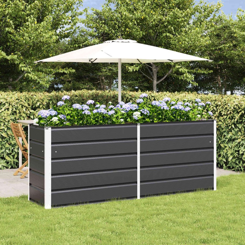 "Schlussverkauf" Pflanzkübel im Garten - 1 pc - Blumenbeet/Gartenbeet - Anthrazit 480x50x45 cm Verzinkter Stahl C13554